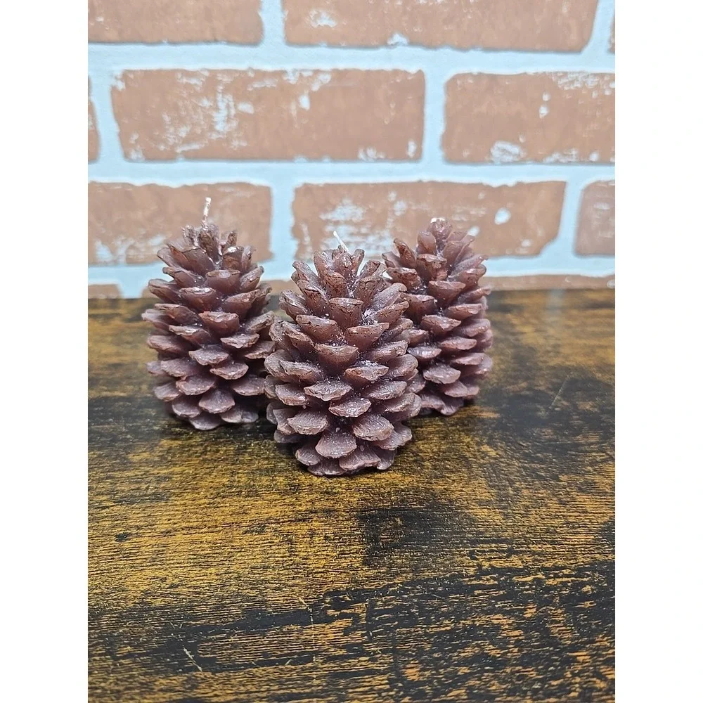 Pine Cone Shaped Bee Wax Candles, Set Of‎ 3 Christmas Gift, Home Decor